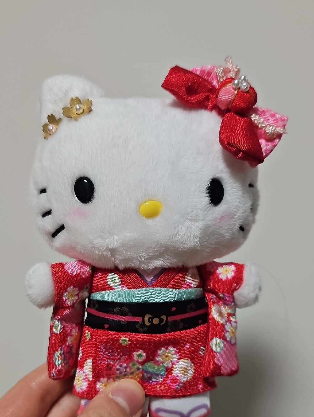 Hello Kitty Red Floral Kimono Plush with Gold Accents